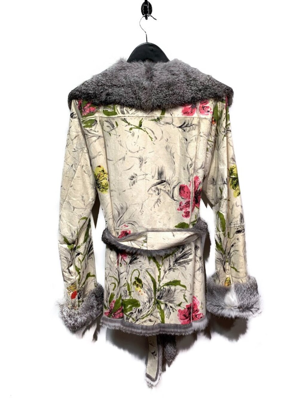 Dolce & Gabbana Rabbit Fur Reversible Coat with Floral Painting - Picture 3 of 9